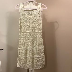 LUCKY Brand Crocheted Cream Tank Dress Size: S